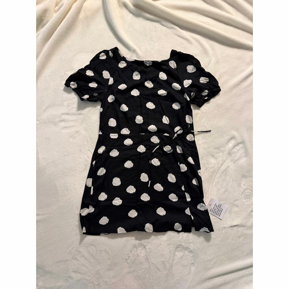 NWT ASOS Black Polka Dot Tie Dress